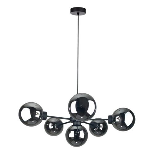 Keter Lighting Csillár zsinóron KALIOPE II 6xE14/50W/230V fekete/füstös fekete