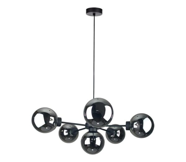 Keter Lighting Csillár zsinóron KALIOPE II 6xE14/50W/230V fekete/füstös fekete