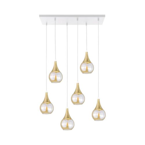 Keter Lighting Csillár zsinóron LACRIMA HONEY 6xE27/60W/230V fehér/arany/füstös bézs