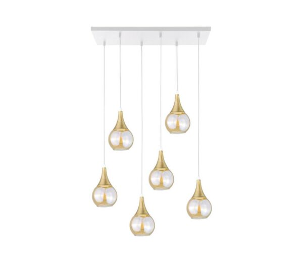 Keter Lighting Csillár zsinóron LACRIMA HONEY 6xE27/60W/230V fehér/arany/füstös bézs