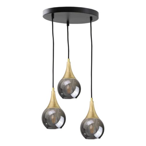 Keter Lighting Csillár zsinóron LACRIMA SMOKY 3xE27/60W/230V á. 30 cm