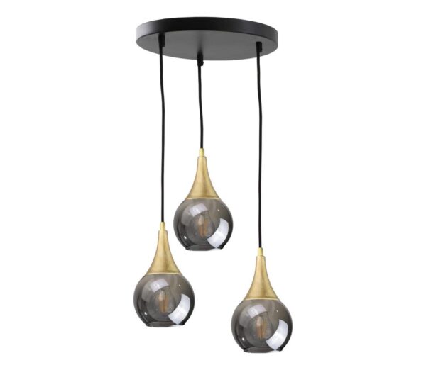 Keter Lighting Csillár zsinóron LACRIMA SMOKY 3xE27/60W/230V á. 30 cm
