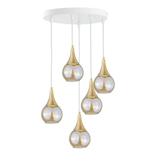 Keter Lighting Csillár zsinóron LACRIMA WHITE 5xE27/60W/230V á. 45 cm