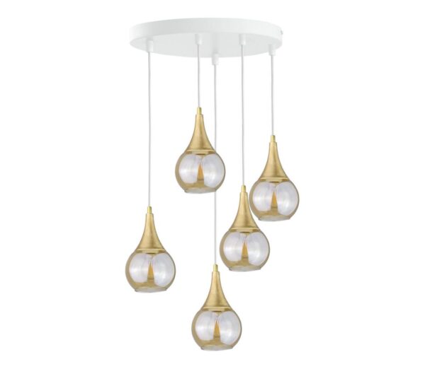Keter Lighting Csillár zsinóron LACRIMA WHITE 5xE27/60W/230V á. 45 cm