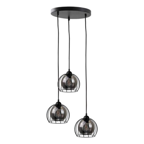 Keter Lighting Csillár zsinóron SOLO BLACK 3xE27/60W/230V á. 30 cm