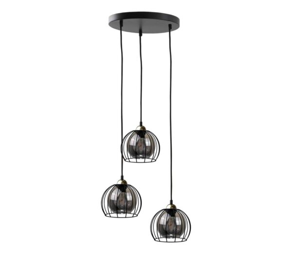 Keter Lighting Csillár zsinóron SOLO BLACK 3xE27/60W230V fekete/arany