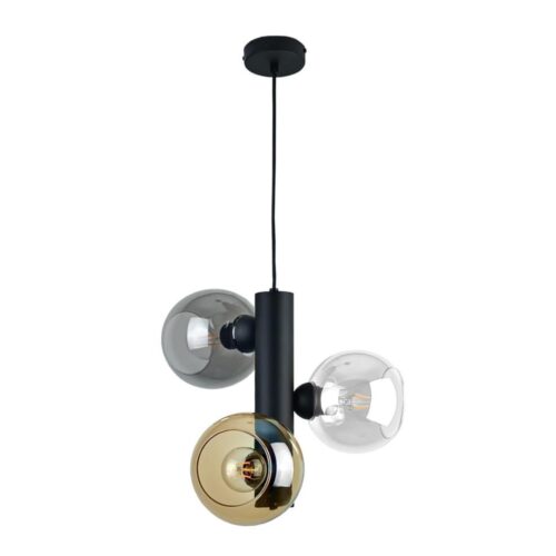 Keter Lighting Csillár zsinóron TUBE 3xE27/60W/230V fekete/füstös bézs/átlátszó
