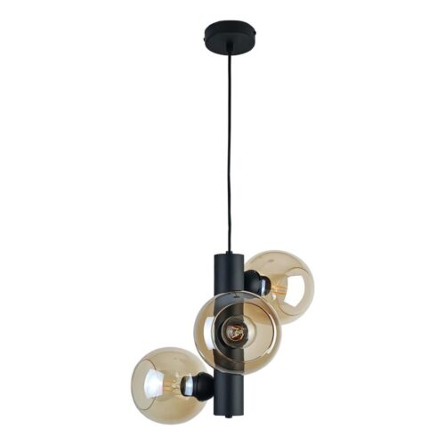 Keter Lighting Csillár zsinóron TUBE 3xE27/60W/230V fekete/füstös bézs