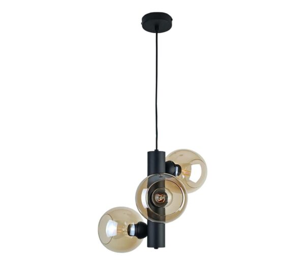 Keter Lighting Csillár zsinóron TUBE 3xE27/60W/230V fekete/füstös bézs