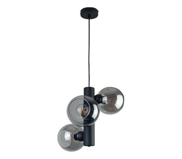 Keter Lighting Csillár zsinóron TUBE 3xE27/60W/230V fekete/füstös fekete