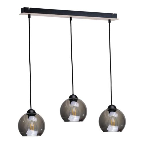 Keter Lighting Csillár zsinóron UNO WOOD 3xE27/60W/230V fekete/barna
