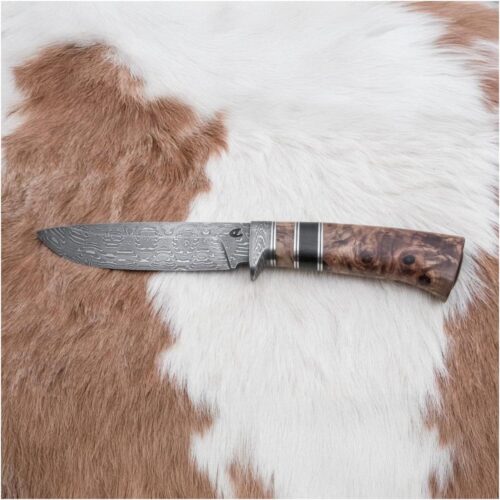 Jiří Čurda Damaszkuszi vadászkés 13 cm nyárfa/ébenfa