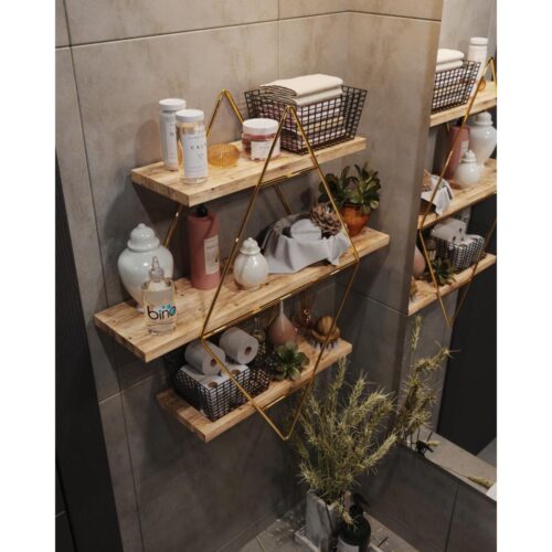 Fali polc 70x60 cm arany/barna