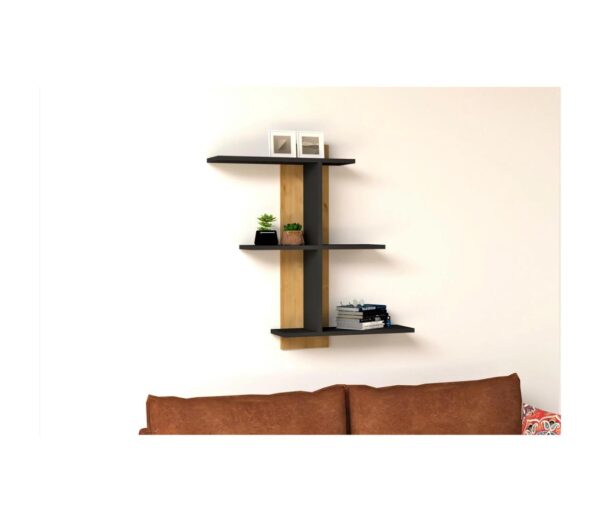 Fali polc BAHRO 90x111 cm antracit/barna