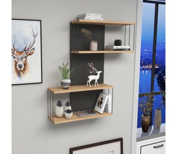 Fali polc DESTAN 96x65 cm antracit/barna