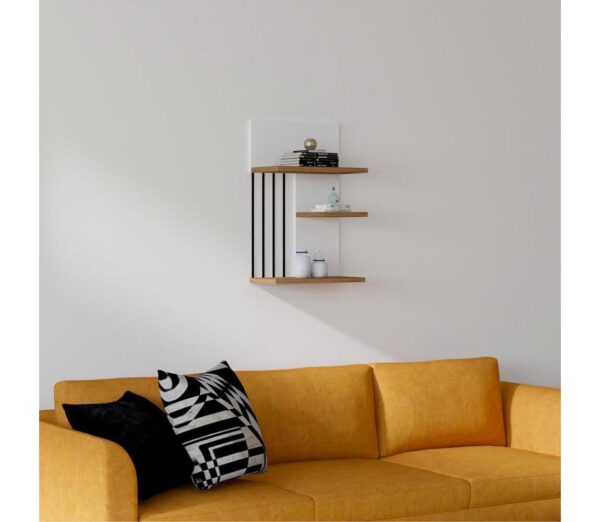 Fali polc NEZMA 60x40 cm fehér/barna/fekete