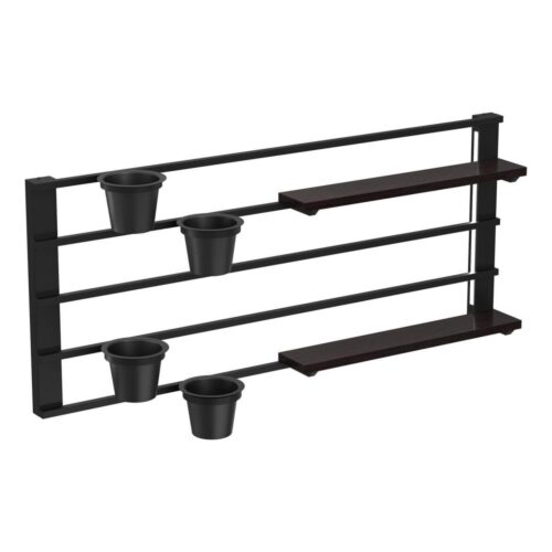 Fali polc virágcserepekkel és LED világítással SHELF 50x118 cm fekete/fenyő