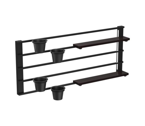 Fali polc virágcserepekkel és LED világítással SHELF 50x118 cm fekete/fenyő