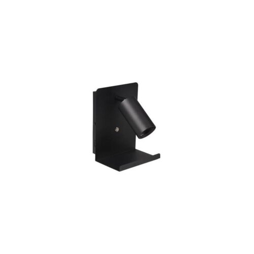 Fali spotlámpa polccal és USB töltővel 1xGU10/35W/230V fekete