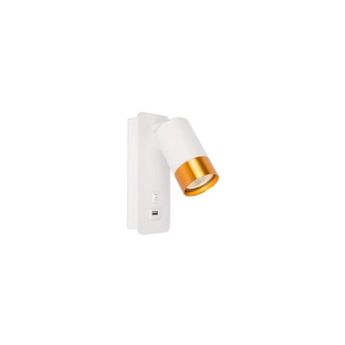 Fali spotlámpa USB töltővel 1xGU10/35W/230V fehér/arany
