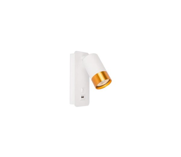 Fali spotlámpa USB töltővel 1xGU10/35W/230V fehér/arany