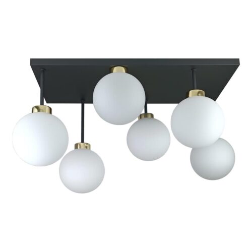 Keter Lighting Felületre szerelhető csillár  DEA 6xE14/60W/230V fekete/arany/fehér