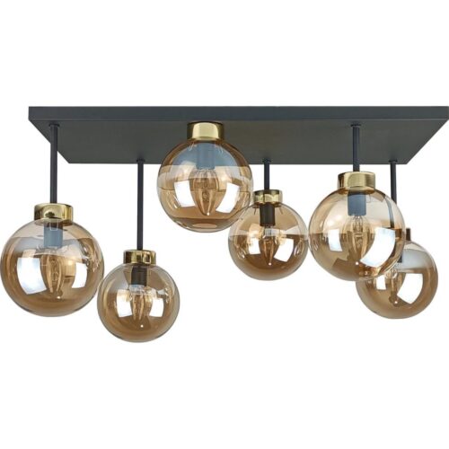 Keter Lighting Felületre szerelhető csillár  DEA 6xE14/60W/230V fekete/arany/füstös bézs
