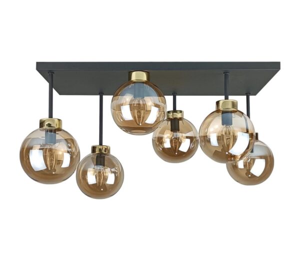 Keter Lighting Felületre szerelhető csillár  DEA 6xE14/60W/230V fekete/arany/füstös bézs