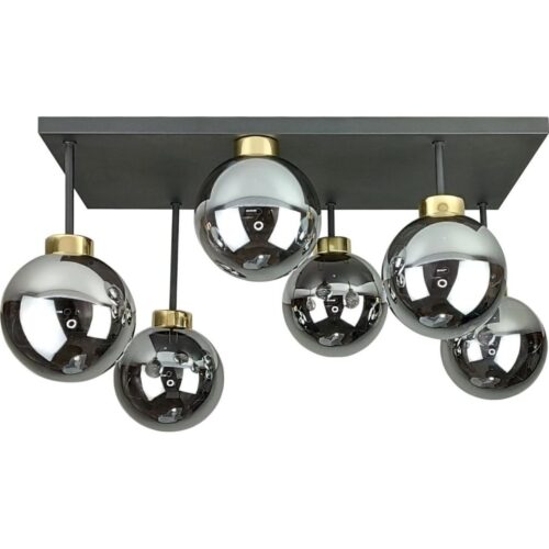Keter Lighting Felületre szerelhető csillár  DEA 6xE14/60W/230V fekete/arany/füstös fekete