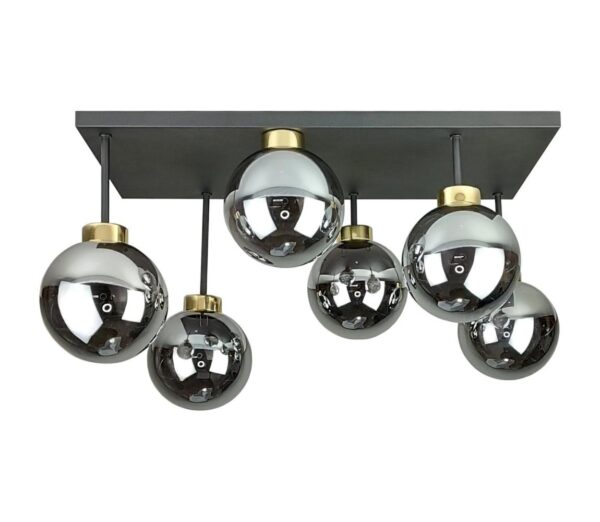 Keter Lighting Felületre szerelhető csillár  DEA 6xE14/60W/230V fekete/arany/füstös fekete