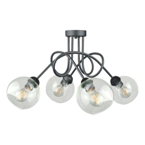 Keter Lighting Felületre szerelhető csillár  EVIE 4xE27/60W/230V antracit/átlátszó