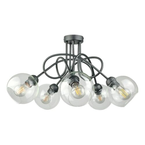 Keter Lighting Felületre szerelhető csillár  EVIE 5xE27/60W/230V antracit/átlátszó