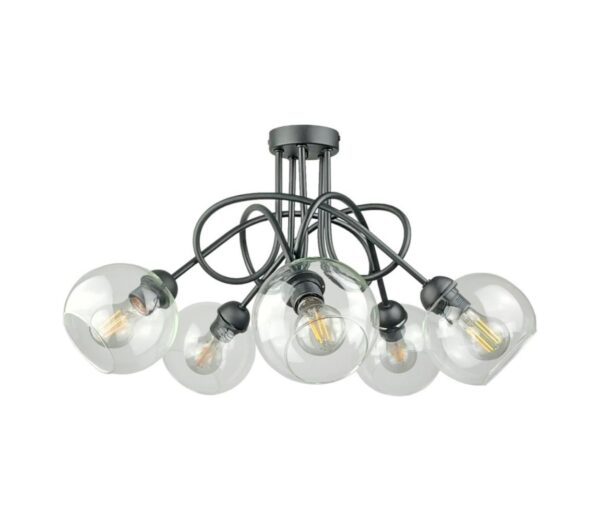 Keter Lighting Felületre szerelhető csillár  EVIE 5xE27/60W/230V antracit/átlátszó