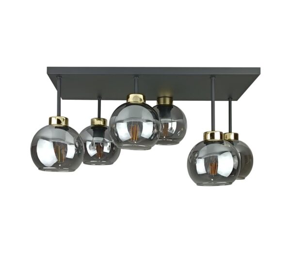 Keter Lighting Felületre szerelhető csillár  NESSA 6xE27/60W/230V fekete/arany/füstös fekete