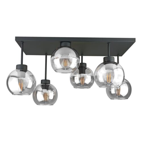 Keter Lighting Felületre szerelhető csillár  NESSA 6xE27/60W/230V fekete/átlátszó