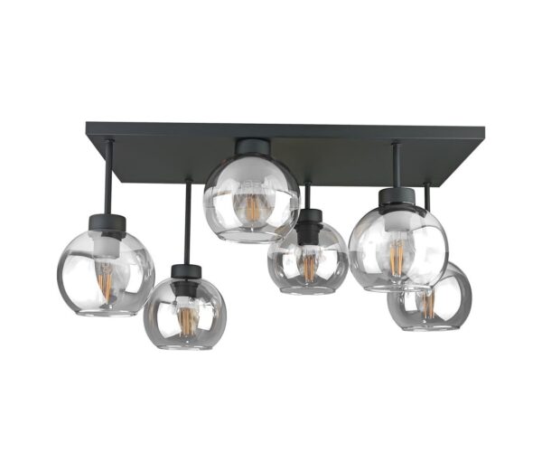 Keter Lighting Felületre szerelhető csillár  NESSA 6xE27/60W/230V fekete/átlátszó