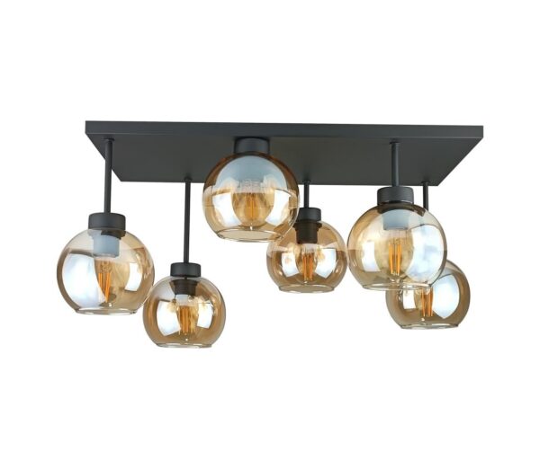 Keter Lighting Felületre szerelhető csillár  NESSA 6xE27/60W/230V fekete/füstös bézs