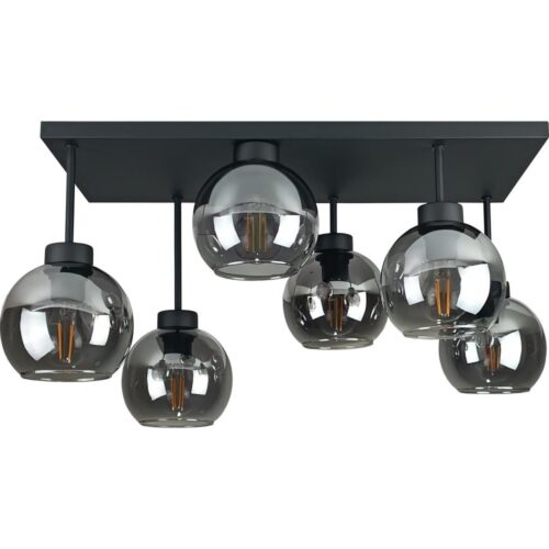 Keter Lighting Felületre szerelhető csillár  NESSA 6xE27/60W/230V fekete/füstös fekete