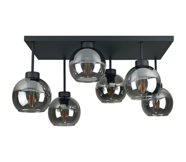 Keter Lighting Felületre szerelhető csillár  NESSA 6xE27/60W/230V fekete/füstös fekete