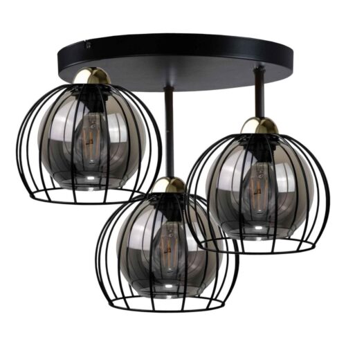 Keter Lighting Felületre szerelhető csillár SOLO BLACK 3xE27/60W/230V á. 30 cm fekete/arany