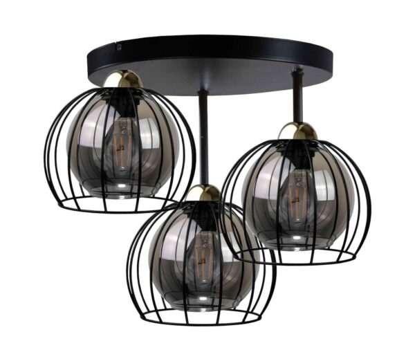 Keter Lighting Felületre szerelhető csillár SOLO BLACK 3xE27/60W/230V á. 30 cm fekete/arany