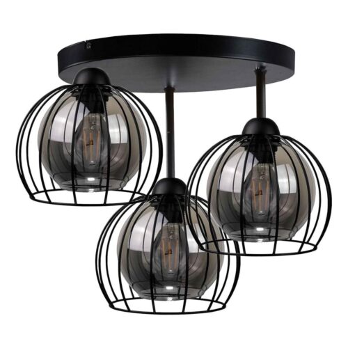 Keter Lighting Felületre szerelhető csillár  SOLO BLACK 3xE27/60W/230V átm. 30 cm