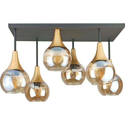 Keter Lighting Felületre szerelhető csillár  SOMA 6xE27/60W/230V fekete/arany/füstös bézs
