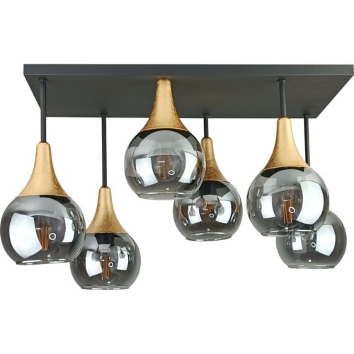 Keter Lighting Felületre szerelhető csillár  SOMA 6xE27/60W/230V fekete/arany/füstös fekete
