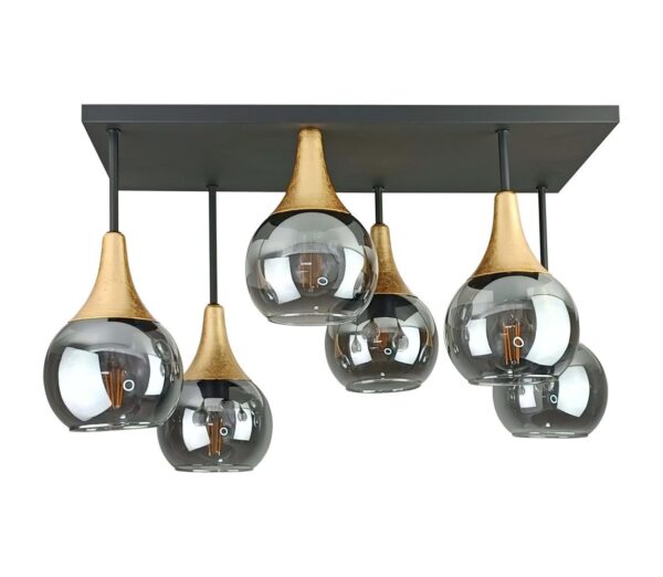 Keter Lighting Felületre szerelhető csillár  SOMA 6xE27/60W/230V fekete/arany/füstös fekete