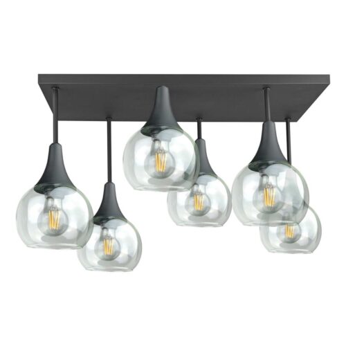 Keter Lighting Felületre szerelhető csillár  SOMA 6xE27/60W/230V fekete/átlátszó