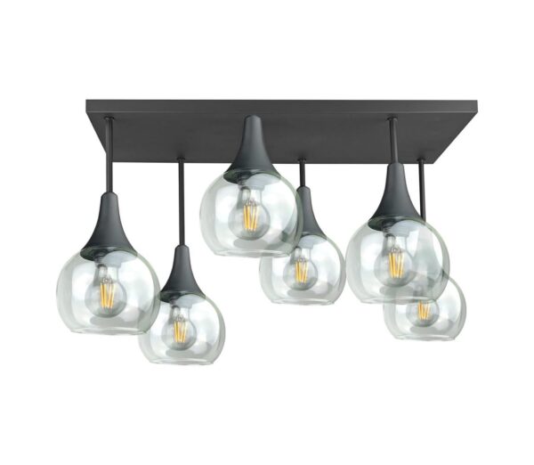 Keter Lighting Felületre szerelhető csillár  SOMA 6xE27/60W/230V fekete/átlátszó