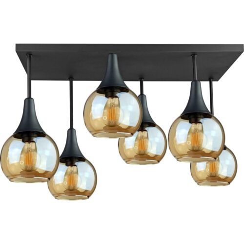 Keter Lighting Felületre szerelhető csillár  SOMA 6xE27/60W/230V fekete/füstös bézs