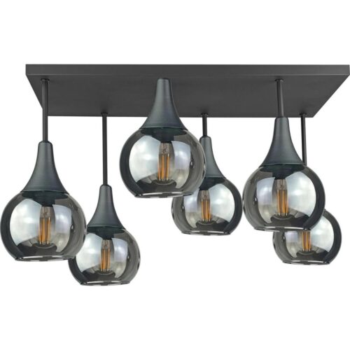 Keter Lighting Felületre szerelhető csillár  SOMA 6xE27/60W/230V fekete/füstös fekete
