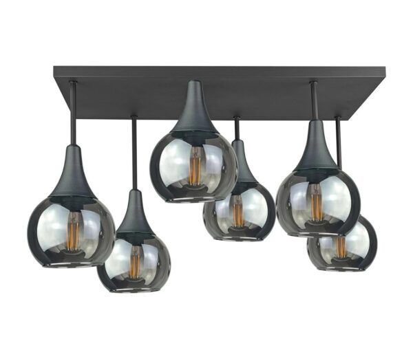 Keter Lighting Felületre szerelhető csillár  SOMA 6xE27/60W/230V fekete/füstös fekete